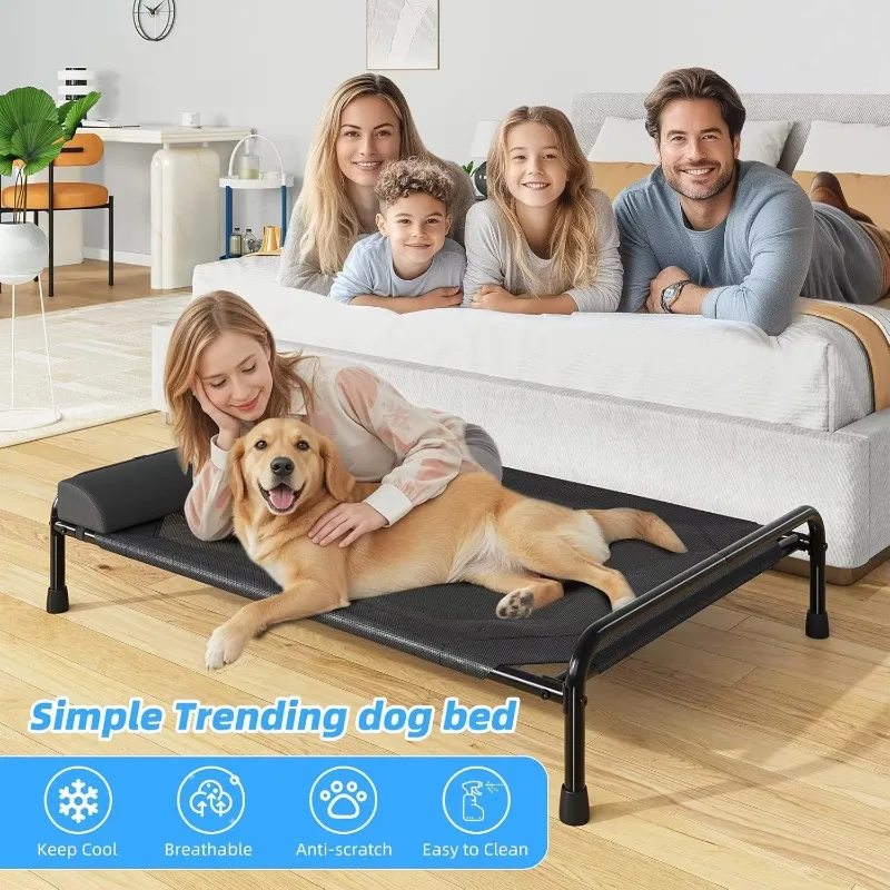 

Detachable Elevated Breathable Dog Bed Hammock Eco-friendly Waterproof Comfortable Washable Fashionable Black Rectangle