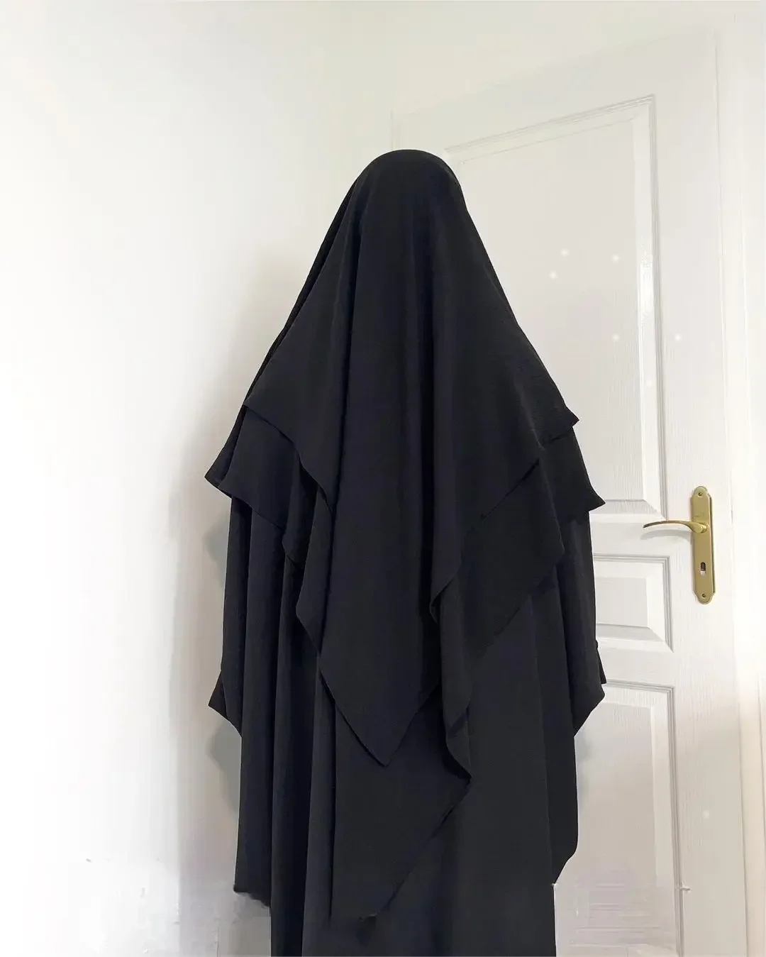 Longo Khimar Hijab Lenço Envoltório, 2 Camadas, Crepe Voile, Moda Muçulmana, Ramadan Oração Hijabs, Vestuário Islâmico, Atacado