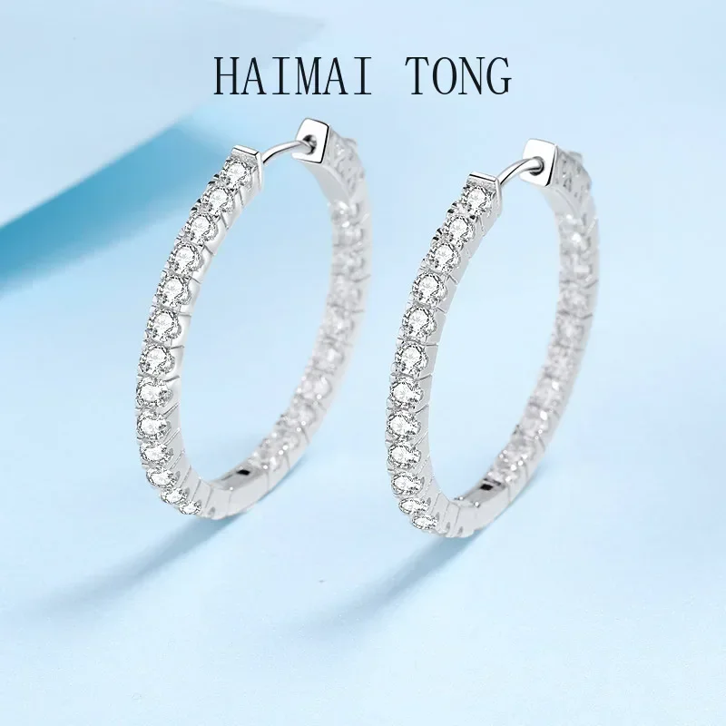 

Luxury PT950 Platinum Girl Sparkling 2.88CT Nice Enternity Moissanite Hoop Earring for Women Diamond Fine Jewelry Certificate
