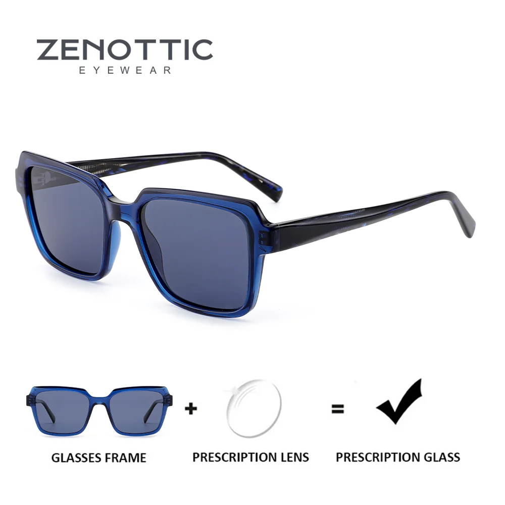 

ZENOTTIC модные ацетатные солнцезащитные очки UV400 по рецепту для мужчин, многоугольная оправа, поляризационные оптические солнцезащитные очки для близорукости