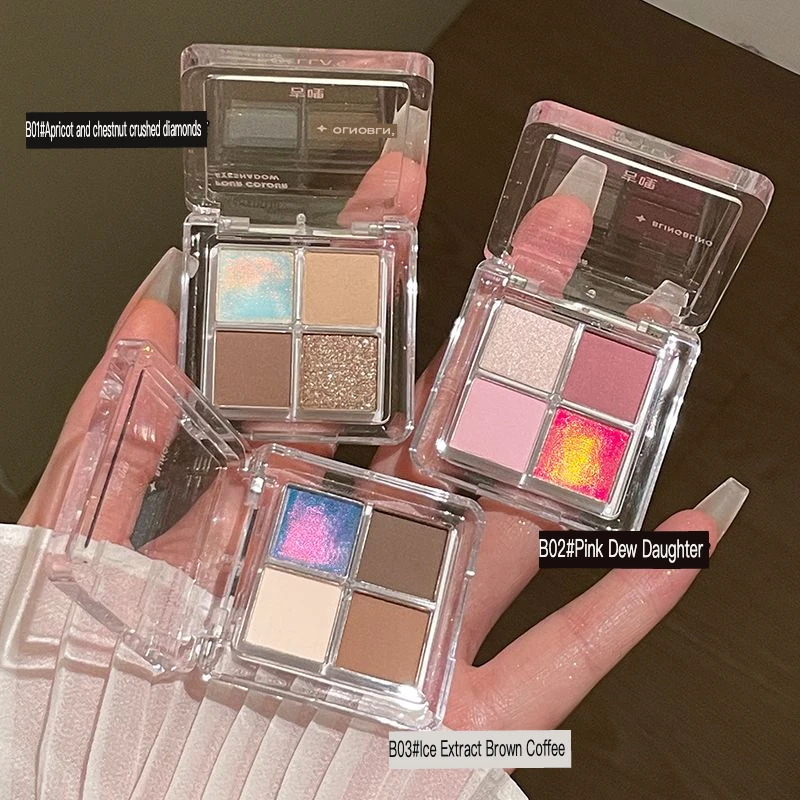 พาเลทอายแชโดว์มังกรสี่สีเปลี่ยนสีแบบออปติคัลของ GELLAS แสดงให้เห็นบรรยากาศอันร่ํารวยพร้อมไฮไลท์ที่น่าพราว