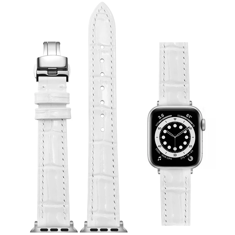 

For Apple white leather strap women Watch Band 49mm 45mm 38 42 41mm 44mm 40mm Iwatch Series345SE678 Watchband Bracelet Belt