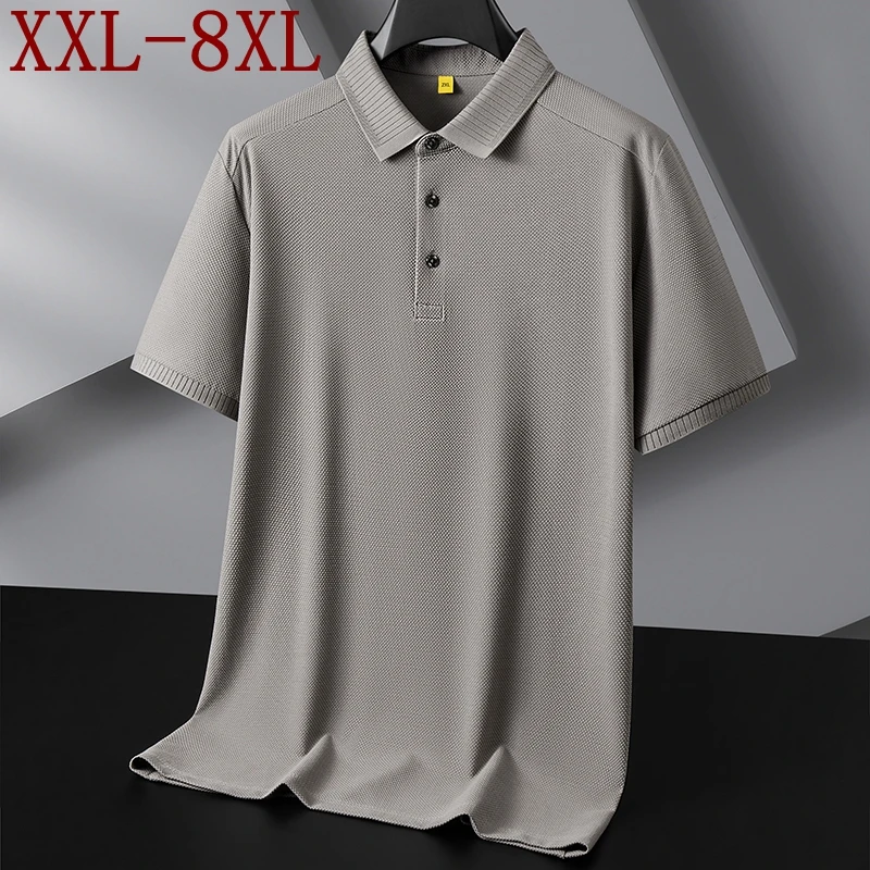 

Мужские поло-рубашки 8XL 7XL 6XL, новинка 2026 года, летние, элитные, дышащие, повседневные, с коротким рукавом, с отложным воротником