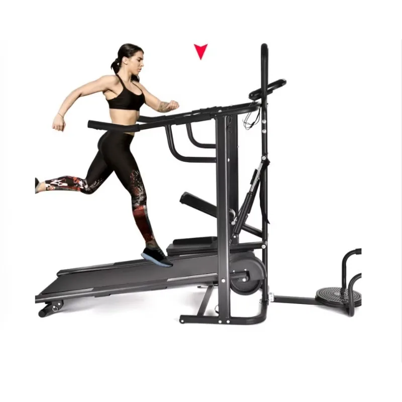 Multi-functional Treadmill Is a 5-in-1 Foldable Mechanical Treadmill Without Power Featuring a Waist-twisting Push-up Step
