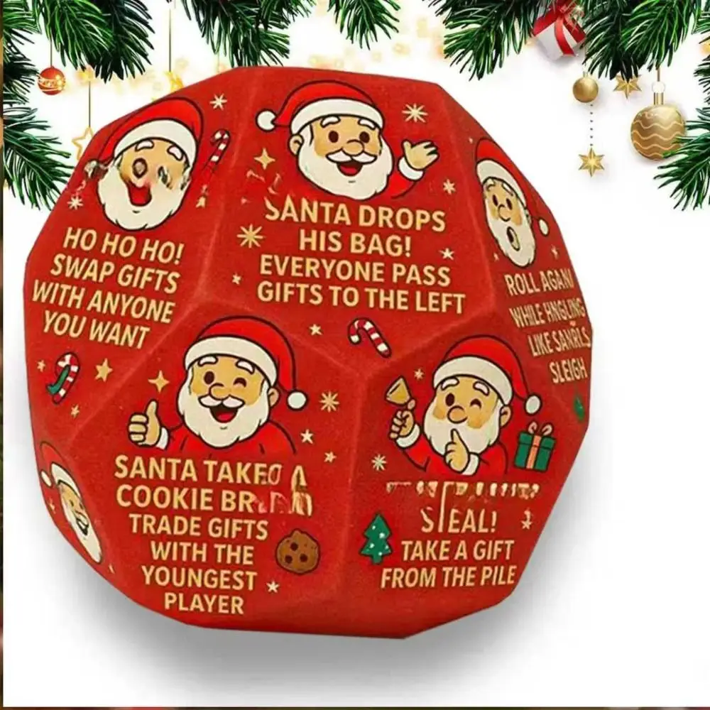 Dados de intercambio de regalo de intercambio de Papá Noel rojo, 12 lados diferentes, accesorios navideños, dados poligonales de Papá Noel, dados poligonales de Papá Noel - imagen 2