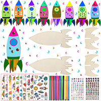 32 PCS of rocket woodworking crafts, rocket toys, birthday crafts, DIY crafts, DIY paintings, children's birthday gifts