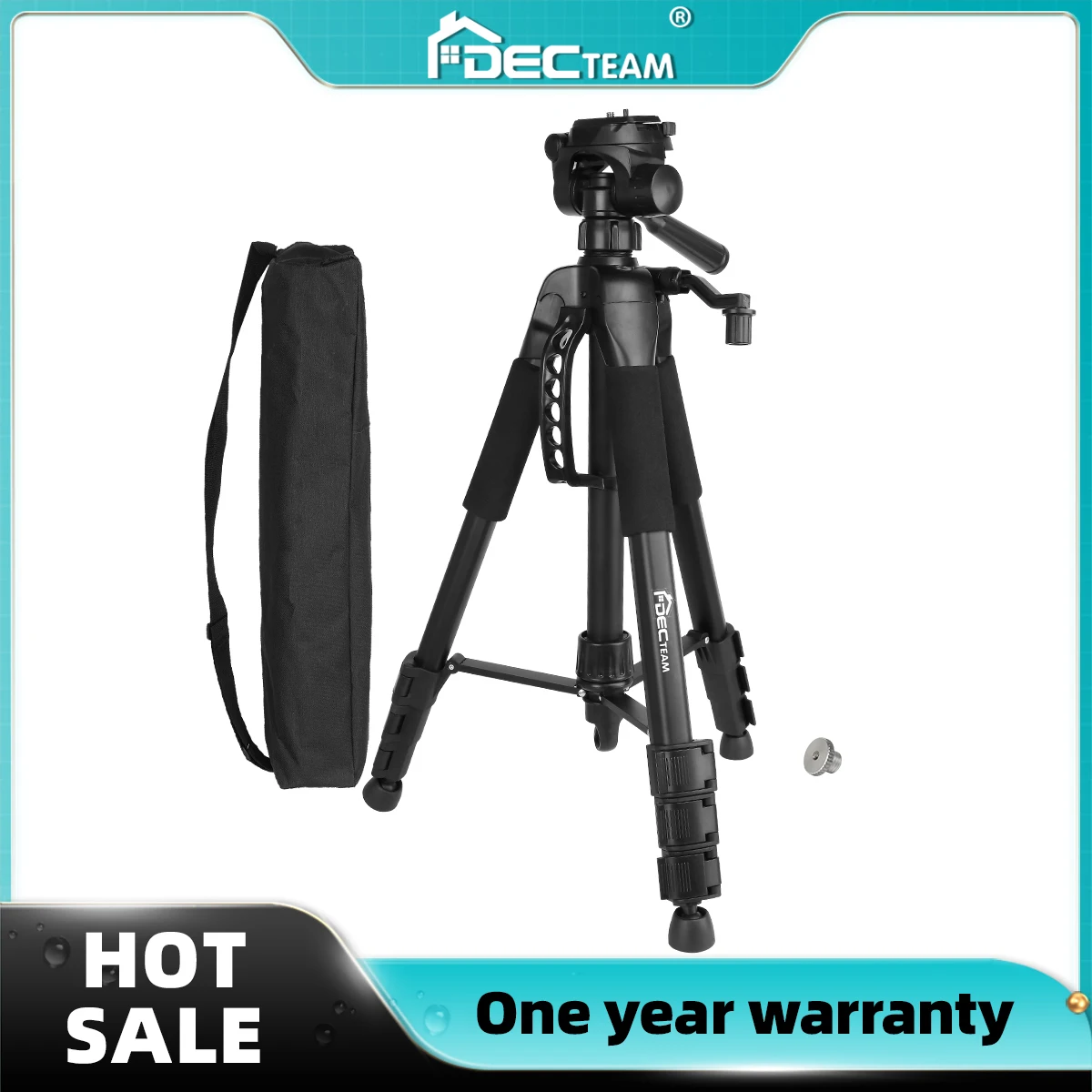 

Decteam Adjustable Height Laser Level Tripod For Self leveling 57"/140cm with 3-Way Swivel Pan Head Quick Release Plate with 1/4