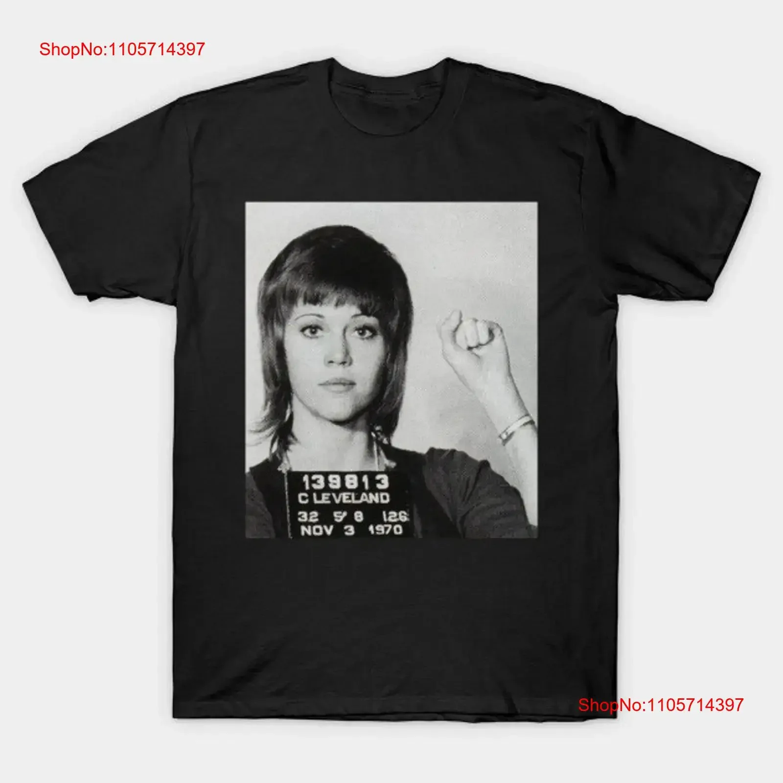 Jane Fonda mugshoT T Shirt vintage Washed Slightly Top For Everyday Wear streetwear Versatile Casual fashion Breathable Unisex
