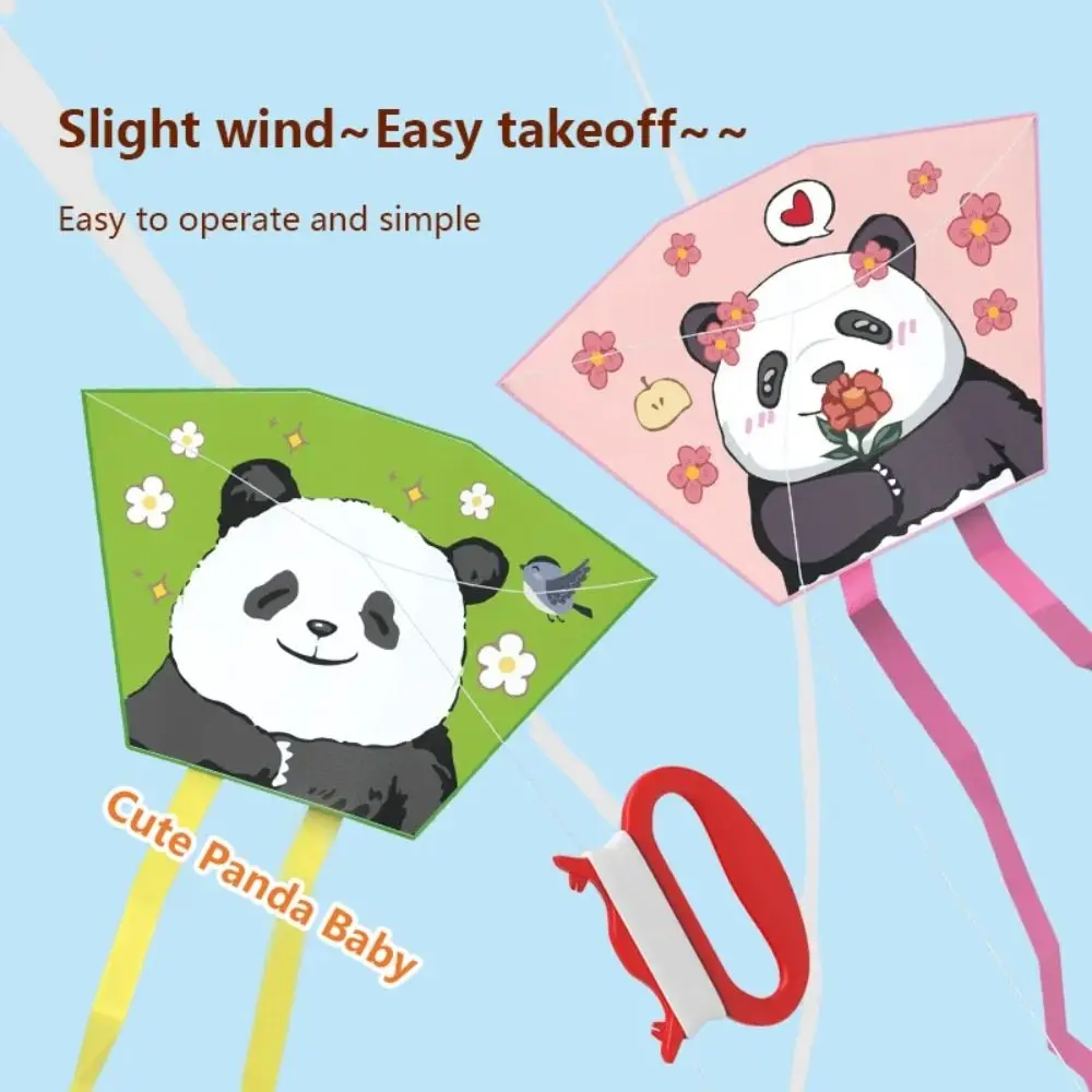 Frameless Spring Outing Pocket Kite Easy To Fly Portable Cartoon Panda Wind Kites Foldable Animal Foldable Children Kite Toys