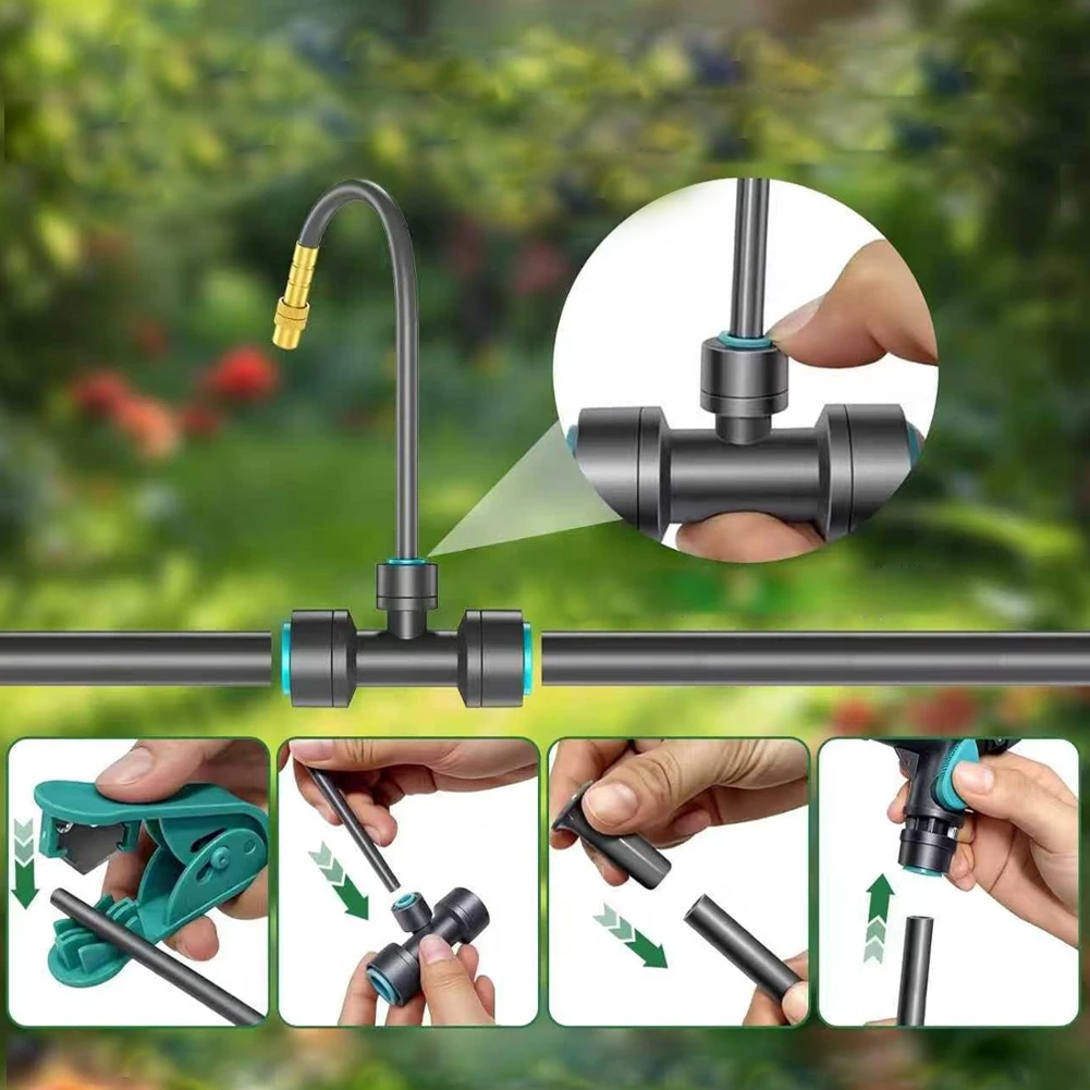 Drip Irrigation Kit for Garden Balcony Plants with Auto Timer Multiple Spray Settings Sun Resistant Tubing and Quick Setup