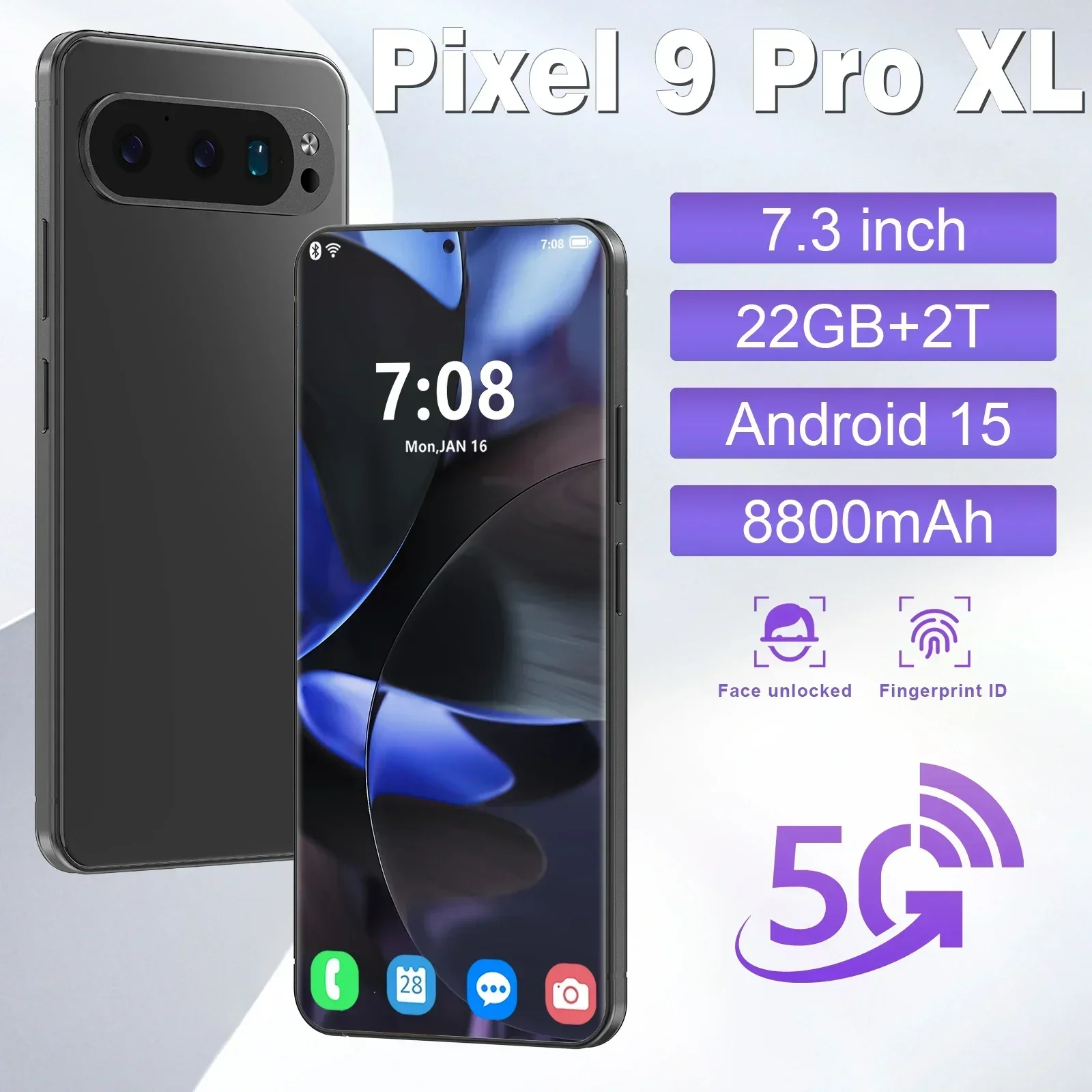 

HOT 2025 new global version Pixel 9 Pro XL Android 14 system original intelligent 5G dual card dual standby 8000mAh battery