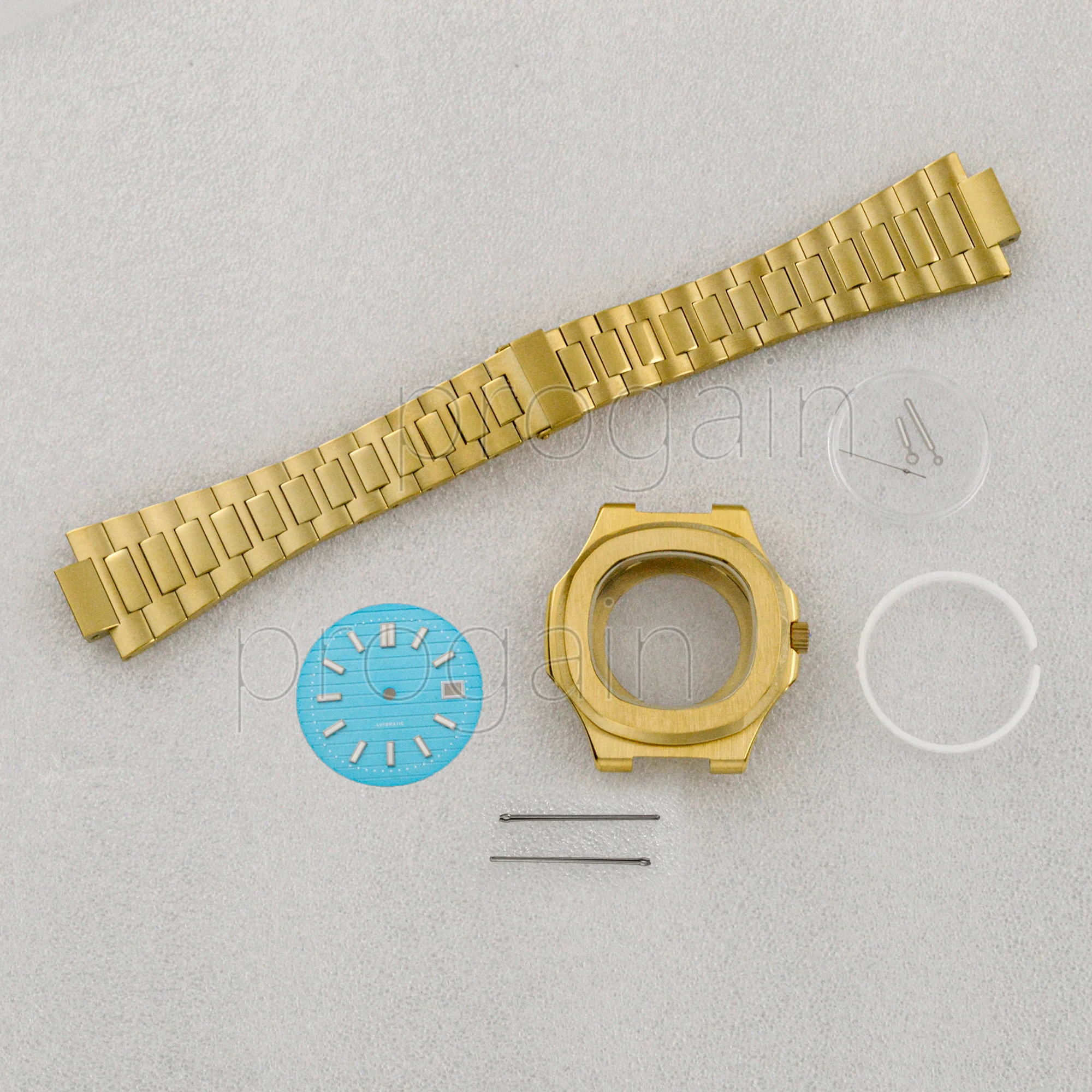 41mm Stainless Steel Gold Case Watchband Watch Dial Hands Parts For Nautilus NH35 Automatic Movement Accessories