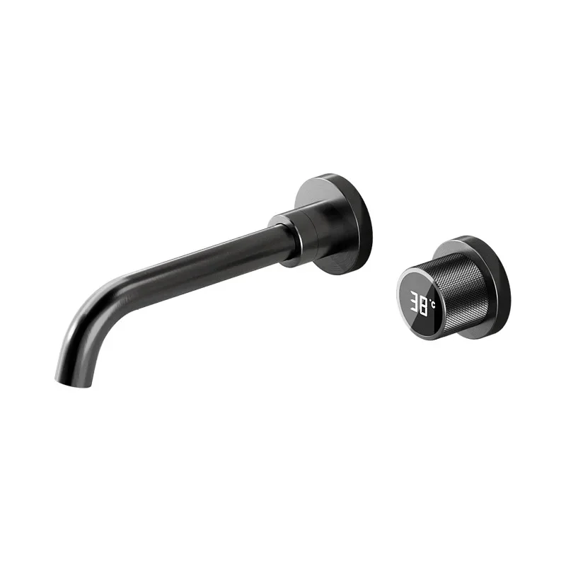 

Concealed faucet digital display copper rotation, wall-mounted embedded hotel home, hot and cold black minimalist