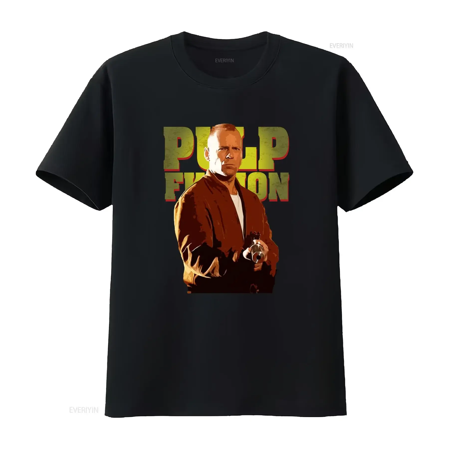 Butch Pulp Fiction Fan Bruce Willis Movie Print T Shirt for Men vintage Washed Slightly designer clothes Unisex Casual