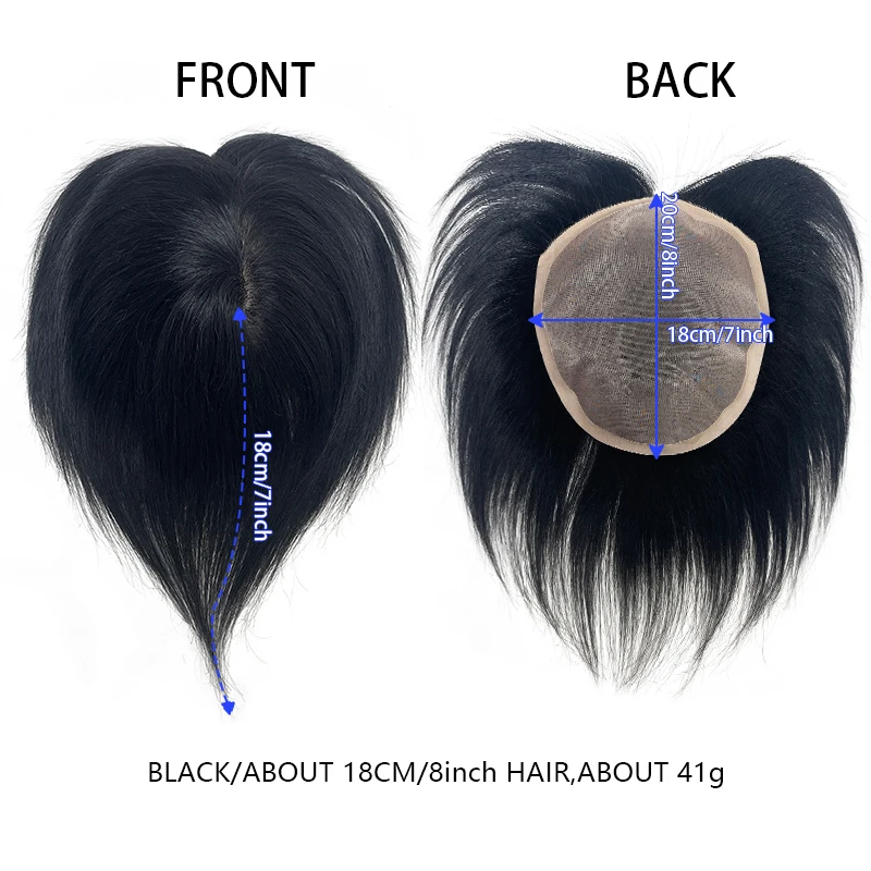 100% Human Hair Men Top Wig Make A Hairstyle At Will Natural Breathable Wig Thinning Hair Cover-Up Forehead Balding Concealment