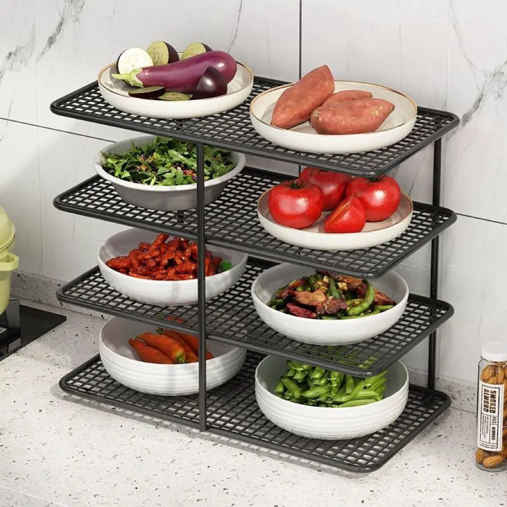 Multi-Layer Kitchen Prep Rack Foldable Vegetable Storage Shelf Dining Table Food Organizer Hot Pot Ingredient Stackable