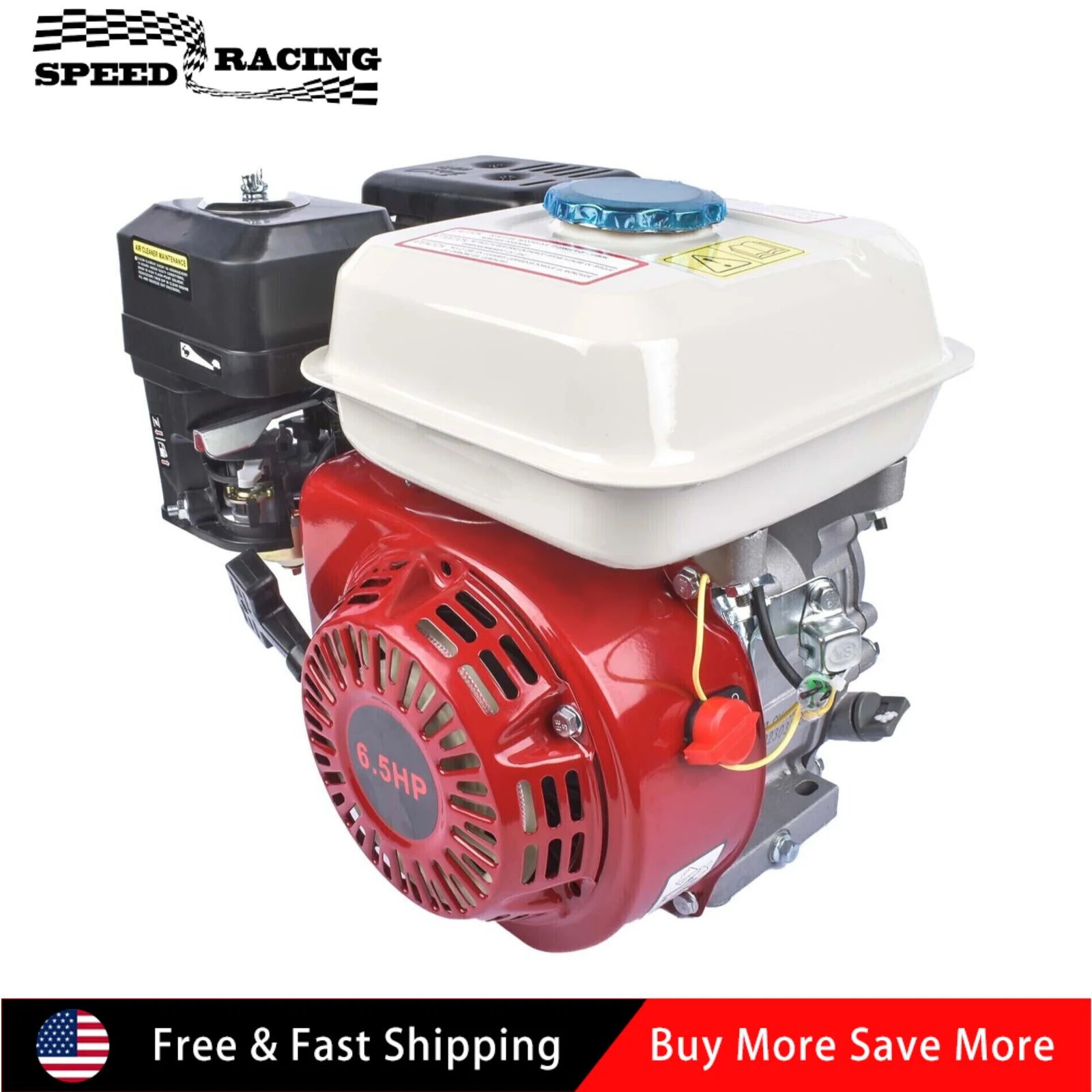 Cilindro singolo raffreddato ad aria OHV per motore a gas a 4 tempi per Honda GX160 6.5HP 160cc Rosso GE-1001