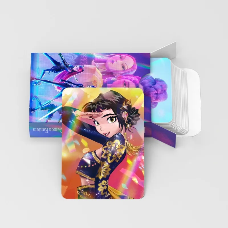 30pcs Kpop Demon Hunters Anime Laser Card Students Double-sided Fashion Collect Cards Cartoon Animation Surrounding Kids Gifts