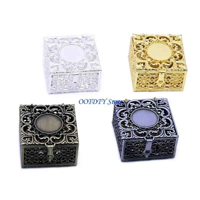 367A Rosary Beads Box Metal Christian Catholic Jewelry for Case Storage Gift for Religion Believer Gift Packaging f