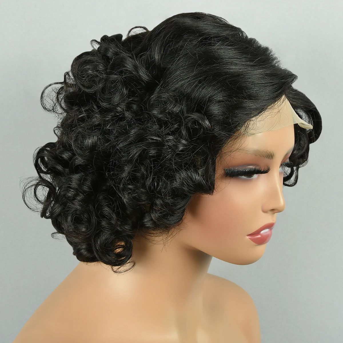 Miss Rola Bouncy Lace Closure Wigs Bouncy Curl 4*4 Lace Closure Human Hair Wigs Highlight Side Part Lace Closure Wigs 10 Inch