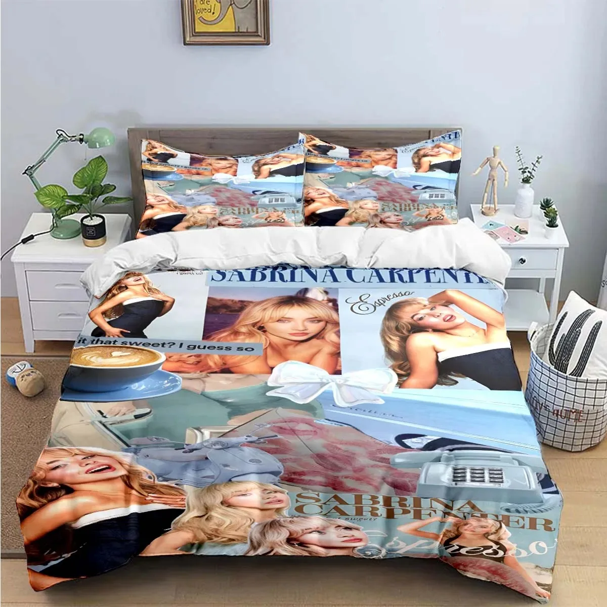 Pop Female Singer S-Sabrina Print Bedding Sets Exquisite Bed Supplies Set Duvet Cover Bed Comforter Set Bedding Set Luxury Gift