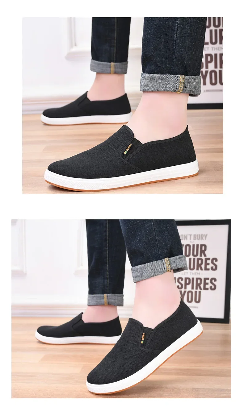 Herren Canvas Slip-On Schuhe, Lässige Loafer, Rutschfeste Gummisohle, Leichte Atmungsaktive Flache Schuhe, Alltagsschuhe, Bequeme Freizeitschuhe – Detail 12