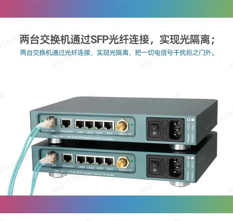 New Upgrade AS6 SW6-SFP 6 Port Audiophile Ethernet Switch DC Linear Powered With SC-Cut OCXO HiFi Audio Network Switch