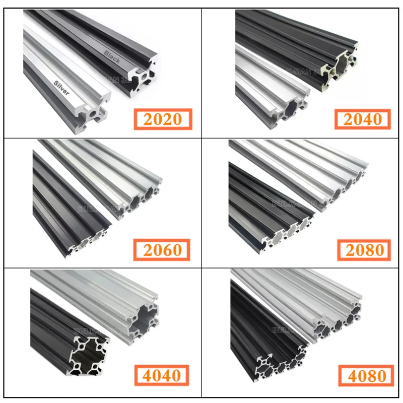2Pcs/Lot Openbuilds 2020/2040/2060/2080/4040/4080 V-Slot Aluminum Profile 100-550mm Aluminum Extrusion Frame for 3D Printer Part