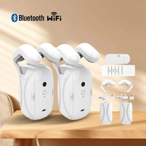 스마트 자동 커튼 오프너, 앱/타이머/음성으로 원격 제어, T/U/로마 막대, WiFi 블루투스 자동 조명 센서 포함