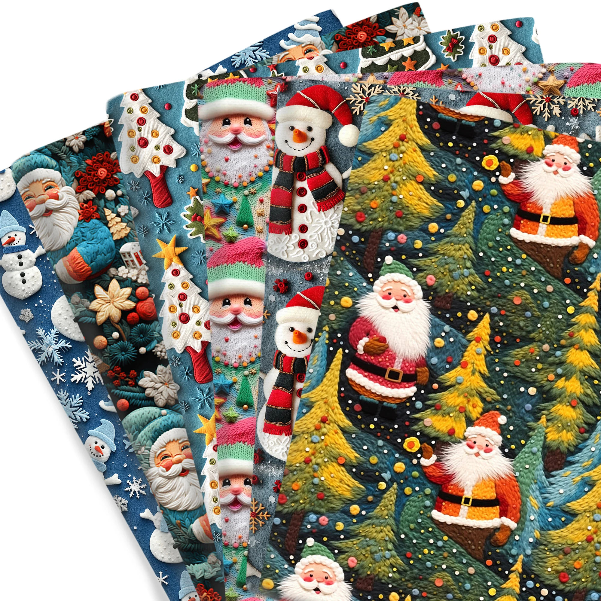 Tela de algodón y poliéster de imitación bordada, manualidades DIY para Proyecto de costura acolchada, ropa de retales de muñeca, Navidad, 50x145cm