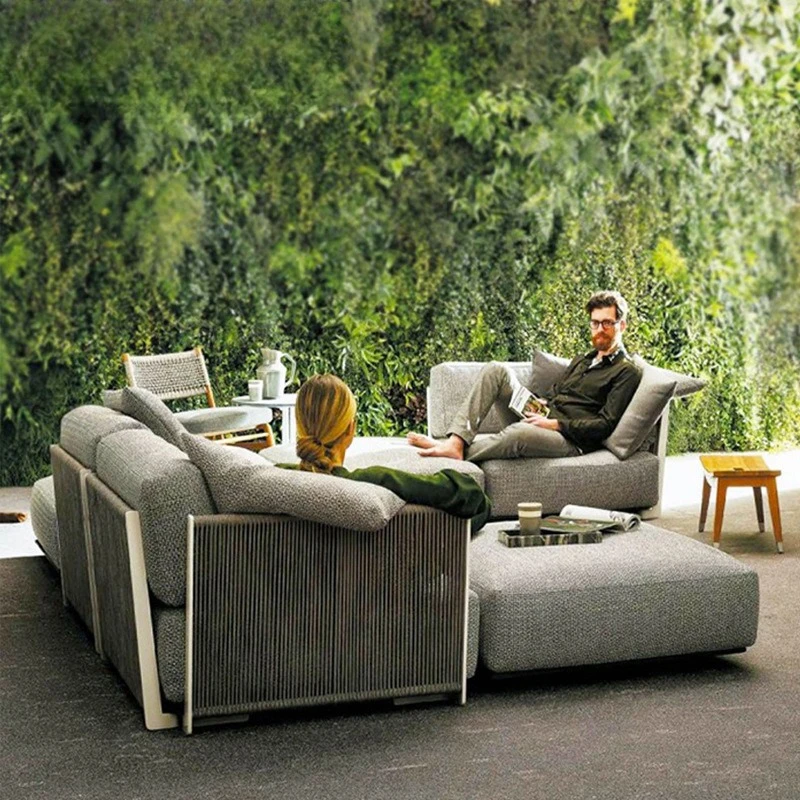 

Outdoor sofa combination courtyard terrace three people leisure waterproof sunscreen rattan outdoor rattan chair rattan garden s