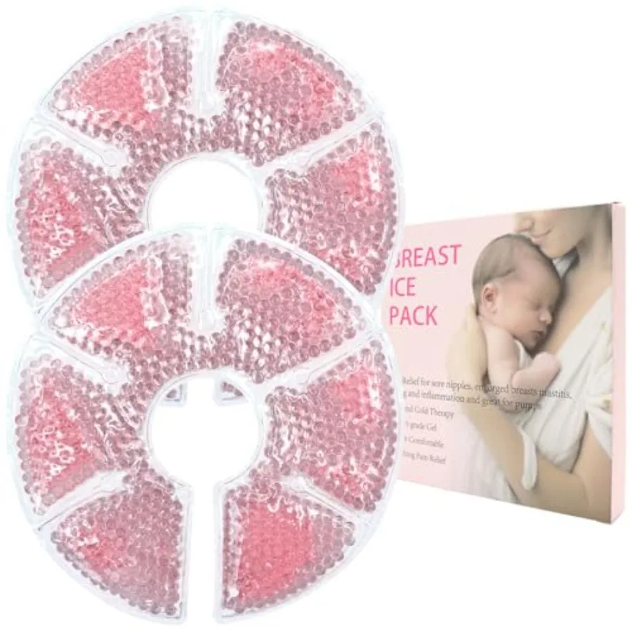 

Breast Treatment Ice Pack Hot Cold Breast Pad, Nursing Pain, Mastitis, Swelling, Essential for Breastfeeding New Mothers, 2 Pac