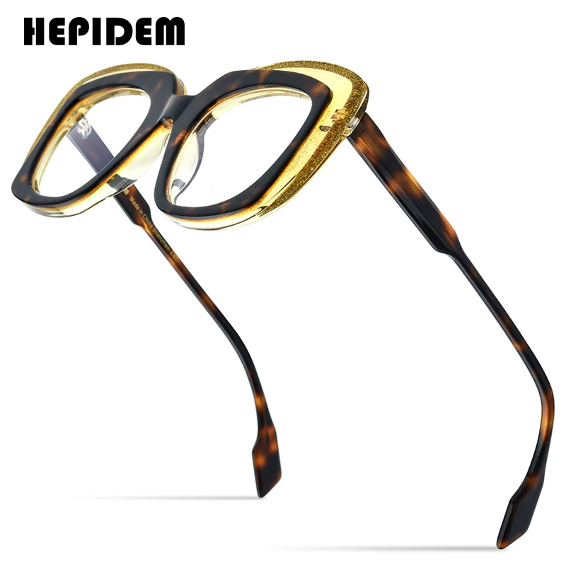 HEPIDEM Powder Acetate Glasses Frame Women 2023 New Cat Eye Eyeglasses Cateye Spectacles Eyewear 9263