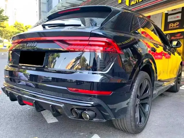 For Audi Q8 SQ8 2018-2023 Real Carbon Fiber Bumper Front Lip Rear Trunk Diffuser Exhaust Tips Roof Spoiler Full Sport Body kit