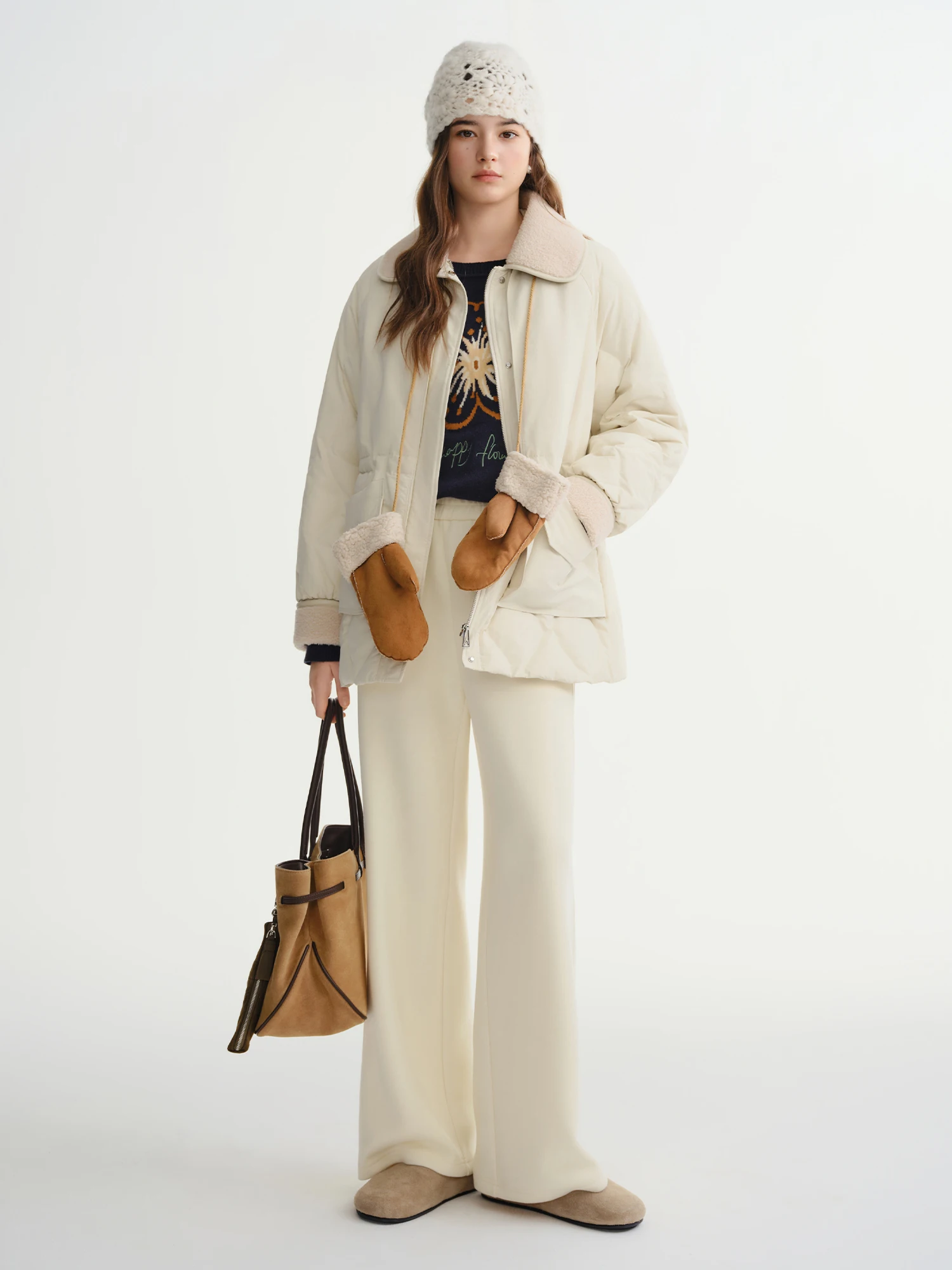 ​DUSHU 2025 Winter Women's Casual Waist-Defining Down Jacket - White Duck Down Filled Soft Outerwear for Everyday Comfort