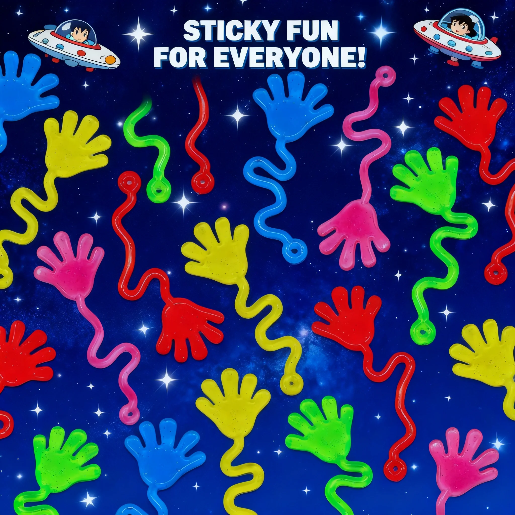 5-20 Pcs Novelty Glitter Sticky Hands Squishy Elastic Slap Palm Toy Funny Party Favors Supply Gift