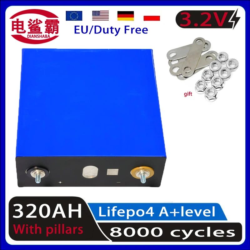 

3.2V 320AH pillar 8000+cycle LifePo4 A-level DIY 12V 24V 48V RV solar energy storage golf cart battery