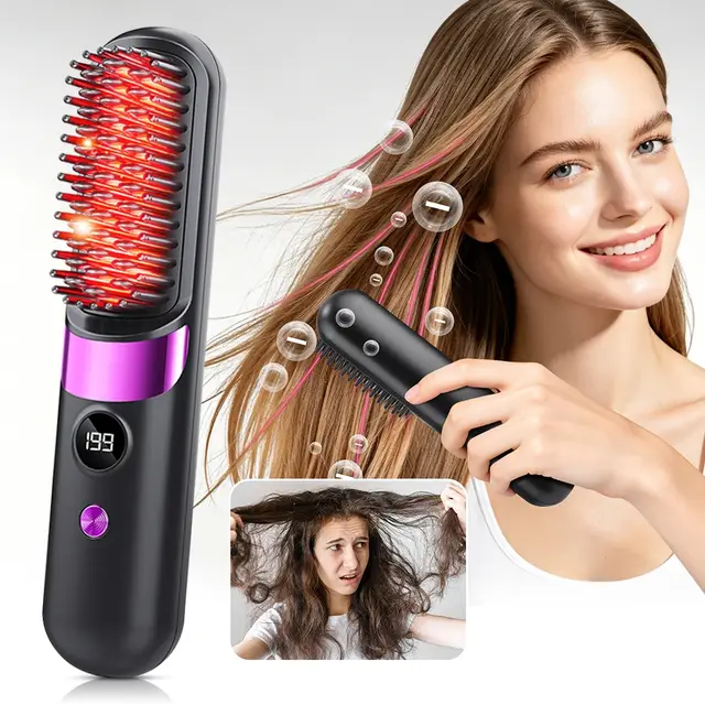 Brosse Lisseur Sans Fil — Cheveux Lisses en 10 Min