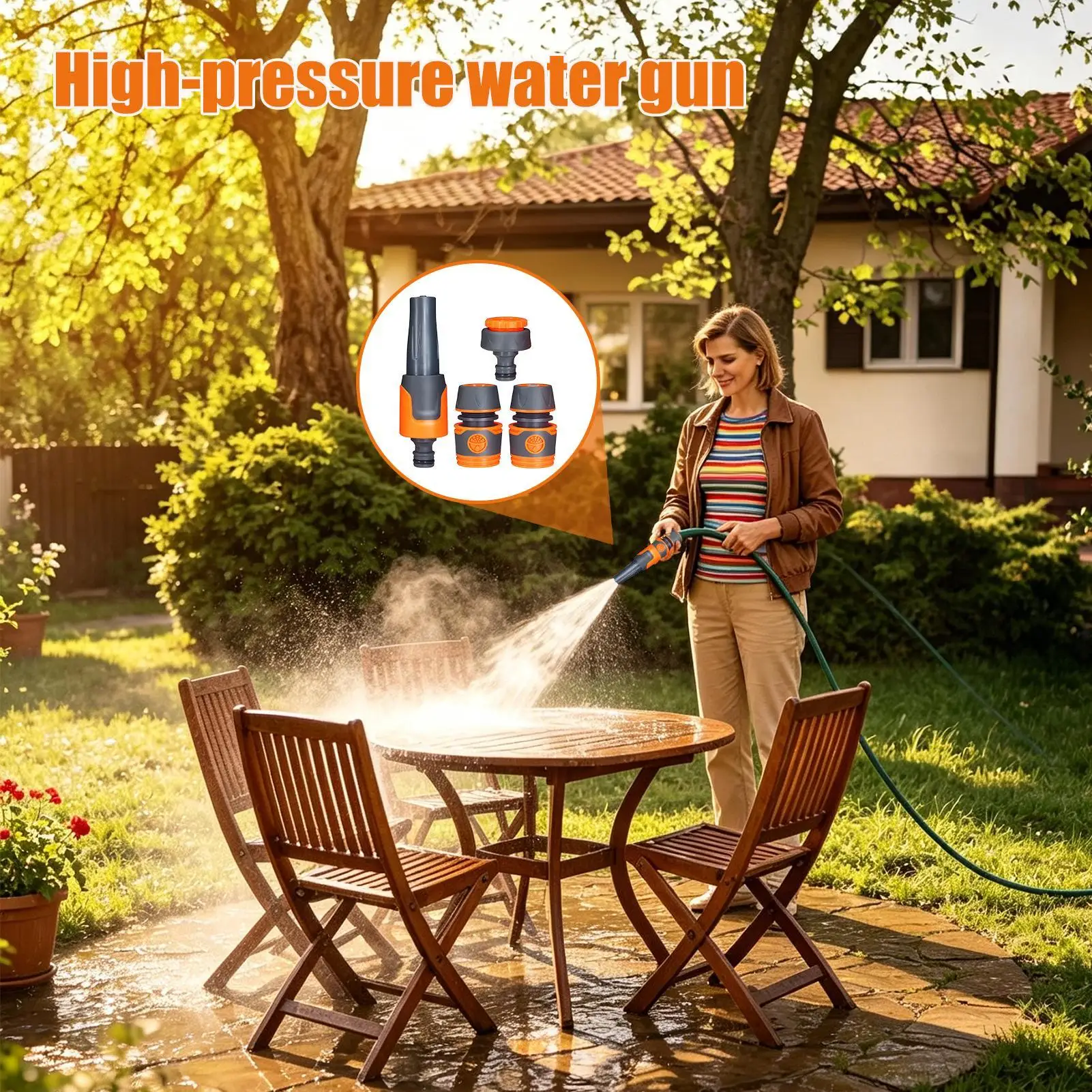 High Pressure Washer Tool 3 Modes Adjustable Non-Slip Lawn Irrigating Tool For Lawn Yard Garden Patio Window Air Conditioner
