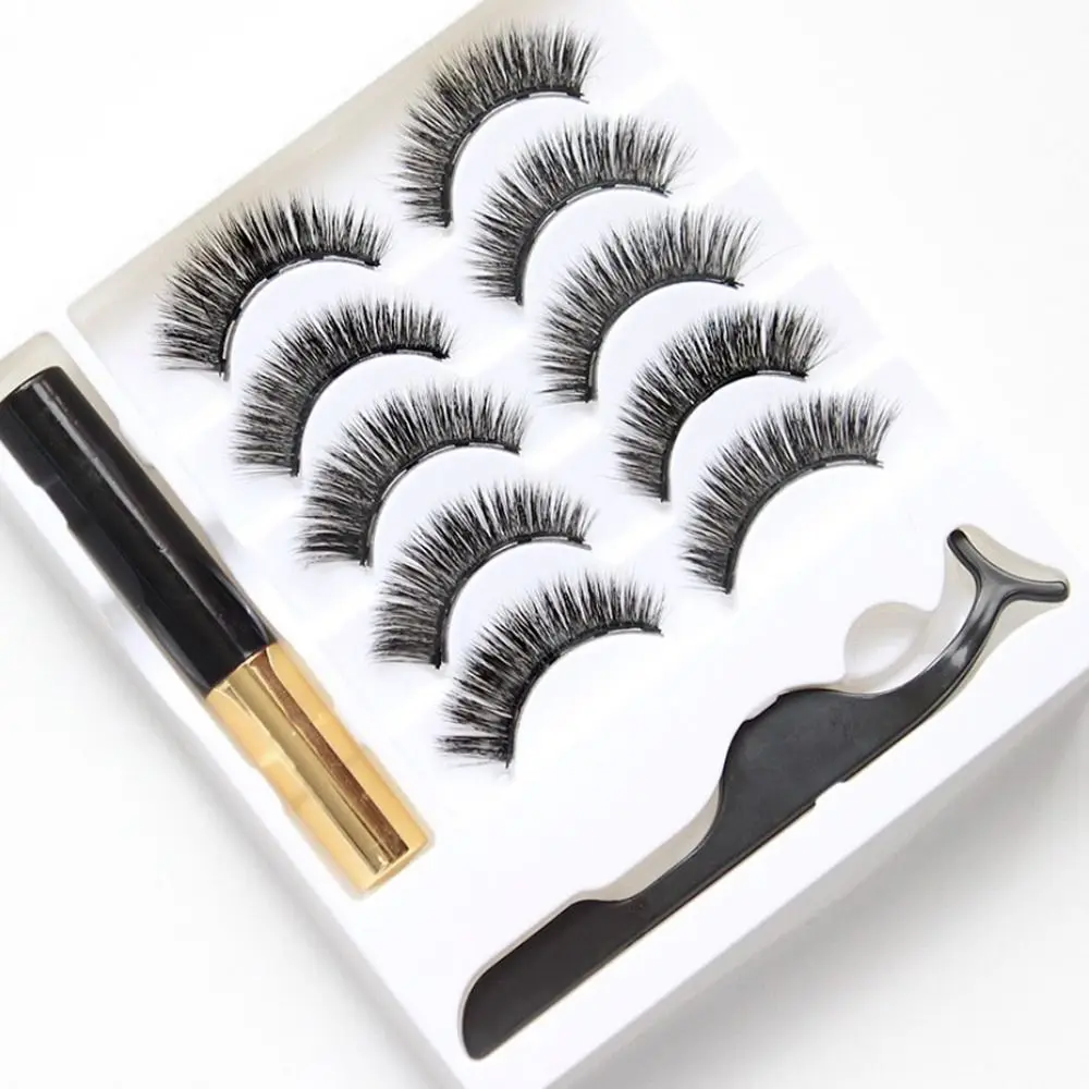 Ensemble de faux-cils et eyeliner magnétiques 3D pour femmes, bande complète, sans colle, pince à épiler, extension de cils 3D