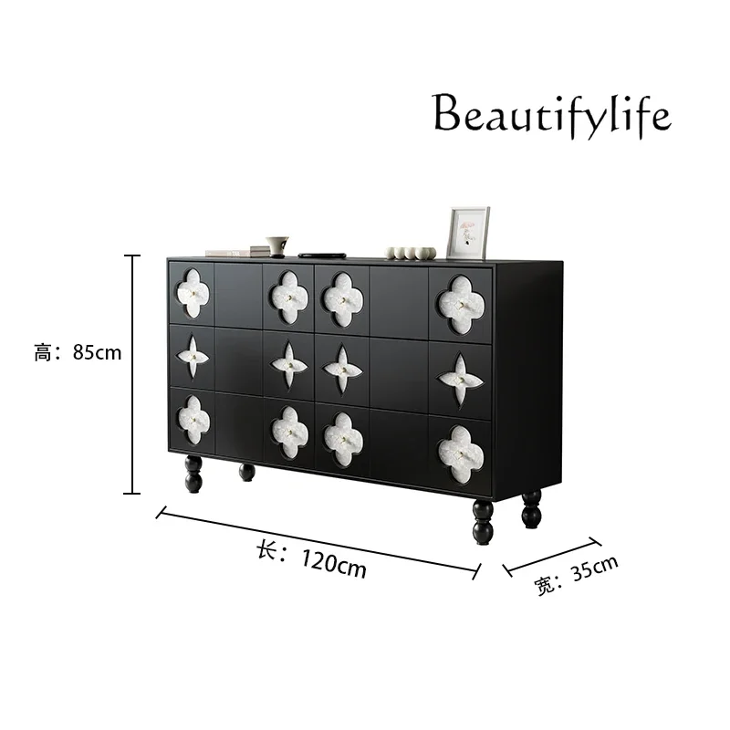 Q Nordic high-end six-bucket storage cabinet, bedroom design bedside table, French solid wood storage side cabinet