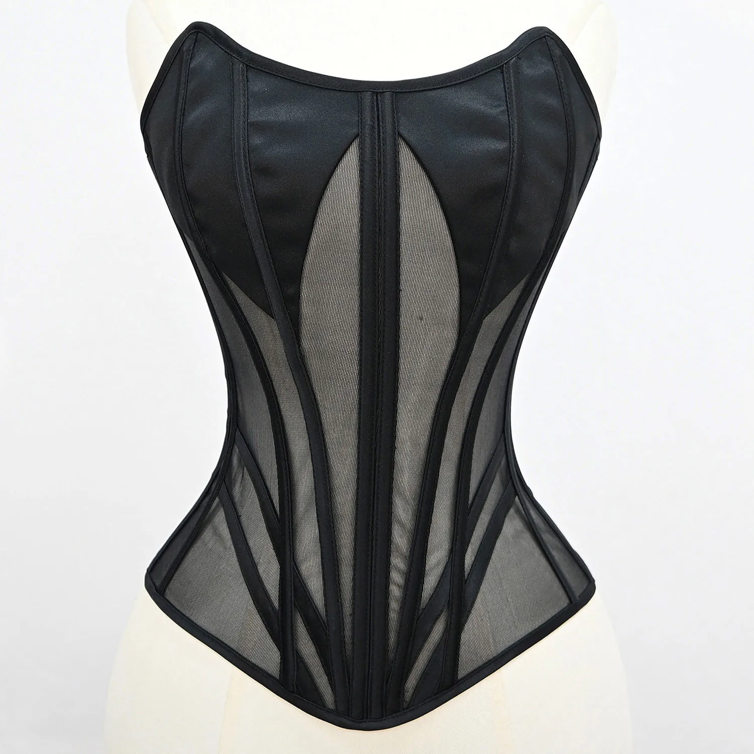Sexy Women's Overbust Corset Tops Fashion Ladies Female Lace Up Mesh Corsets and Bustiers Body Shaper Lingerie Plus Size XXS-3XL