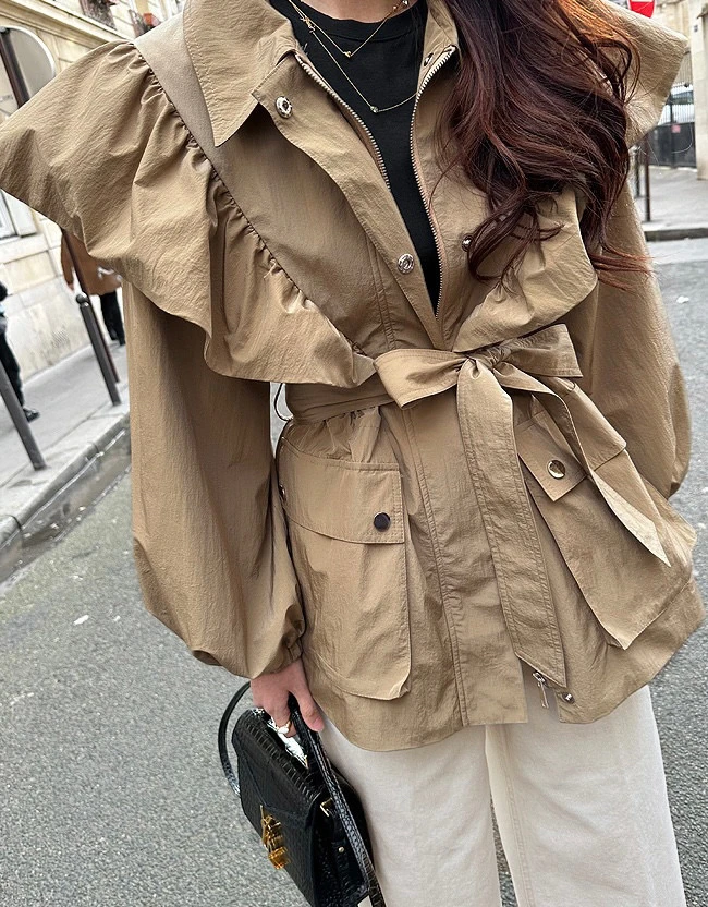 

Женское утепленное пальто с большими карманами, приталенный крой, дизайн в стиле рабочей одежды, прямая поставка с Dongda Gate, модная верхняя одежда