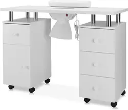 Manicure Table Desk for Tech, Table Station w/Electric Dust Collector, Makeup Storage for Beauty Salon Aceto