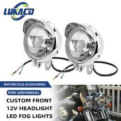 12V Motorcycle LED Headlight Passing Fog Light Front Lamp Universal For Harley Touring Bobber Chopper Custom Honda Yamaha Suzuki