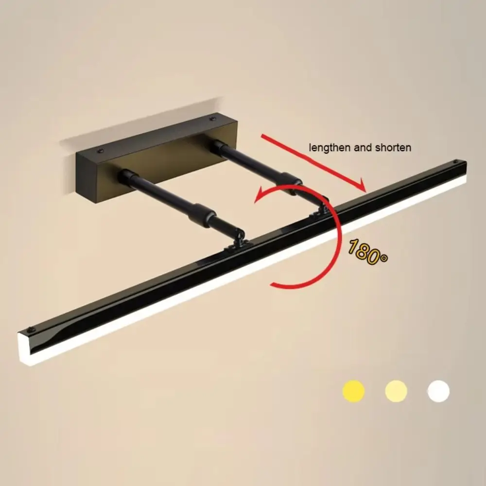 Electroplate 9W 40CM Lampu Dinding LED Dapat Ditarik Tanpa Bor Lampu Cermin Kamar Mandi Antikabut Tahan Air Kabinet Lampu Cermin Rias