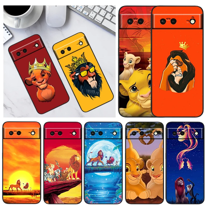 

Disney Anime The Lion King Phone Case For Google Pixel 7 6 Pro 6A 5A 5 4 4A XL 5G Cover Black Shell Soft TPU Fundas Coque