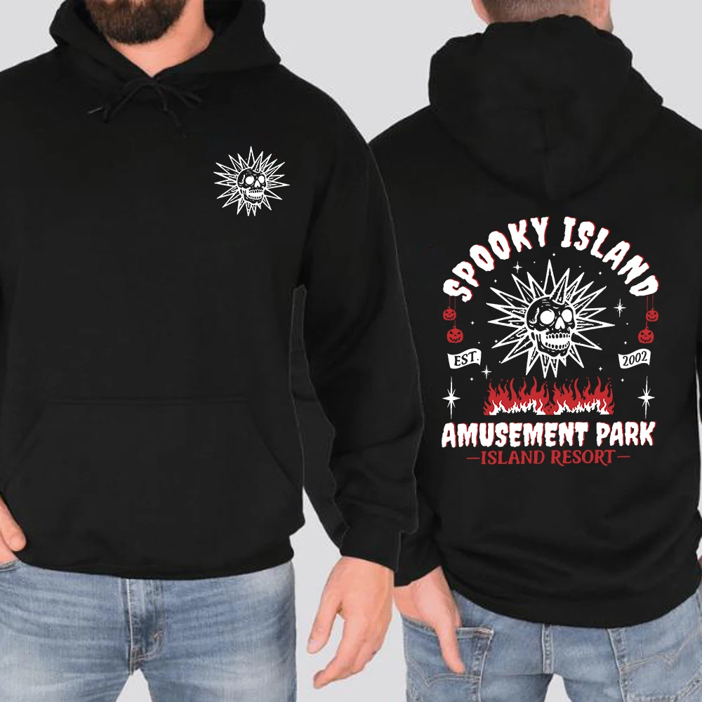 مخيف جزيرة ملاهي هوديي ريترو 2000s هالوين فيلم هوديي ديسكو الجمجمة الهيب هوب قميص 90s الحنين هالوين قميص