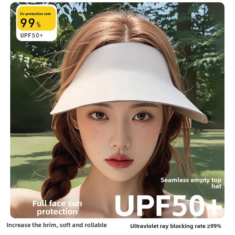 New Seamless Integrated Sun Hat for Women, Foldable Empty Top Hat, Summer UV Resistant Sun Hat, Beach Sports Hat