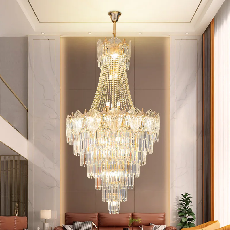 Duplex building chandelier villa empty living room chandelier modern light  high-end building middle floor high crystal la